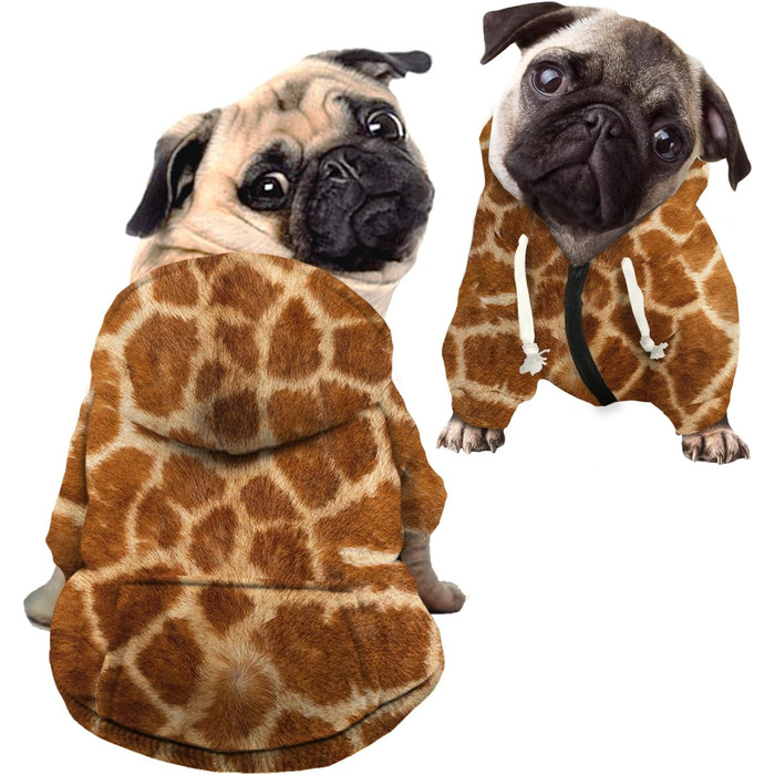 Пуловер для собак з принтом жирафи, одяг для тварин, зручний, з капюшоном, спортивний, для котів та собак, розмір 37x55x40 см