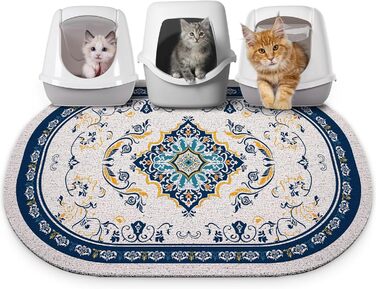 Килимок для котячого туалету Bienbee Katzentoilettenmatte, великий розмір, 101,6 x 76,2 см, з антиковзним шаром, легко миється, аксесуар для дому, синій, XL