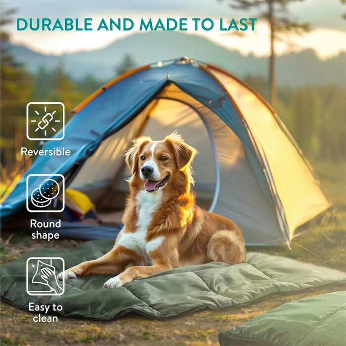 Навісний спальний мішок для собак Navaris - килимок для собак, ізомат для активного відпочинку - м'яка ковдра для собак на вулицю - зелений