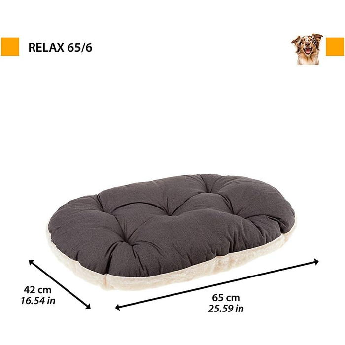 Лежанка для собак та котів FERPLAST - м'яка, миюча, 65x42 см, M, бежева, плюш та бавовна