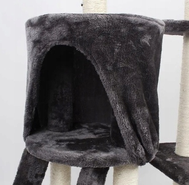 Ігровий комплекс для котів: дерево-драпалка з будиночком та лежаком, 138 см, F014