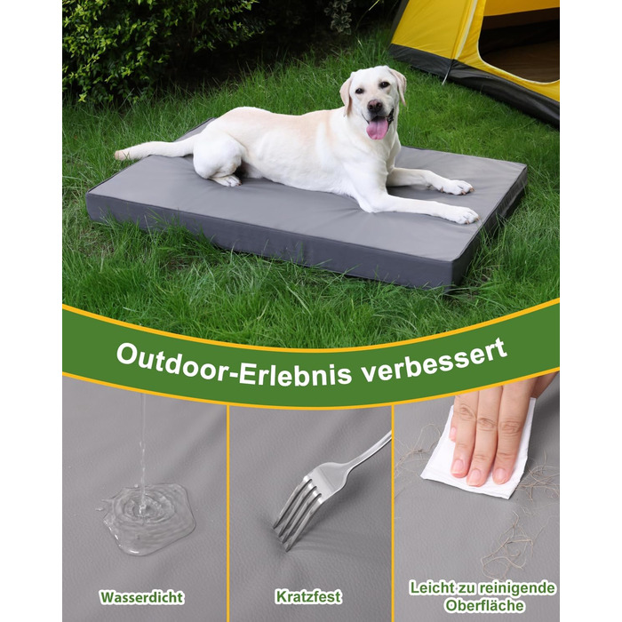 Ортопедичне ліжко для собак Favodormir, великі породи, 104x68 см, знімний чохол з екошкіри, комфортне та прохолодне для дому та вулиці, сірий колір