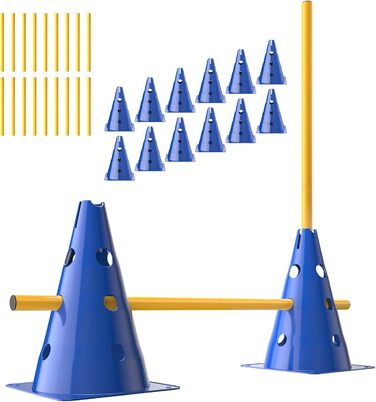 Набір фігур для аджиліті для собак, 12 кілків, 18 стійок, футбольне тренувальне обладнання, сумка в комплекті