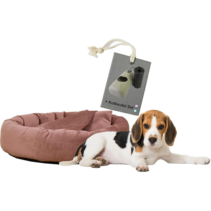 Килимок для собак Luxus Denver | гігієнічний, миється | Розмір M (для маленьких та середніх собак) | Кукурудзяна печеринка з пакетиками для збору відходів (оксамит, ) | Діаметр 68 см (Ø 68 см, Рожевий)