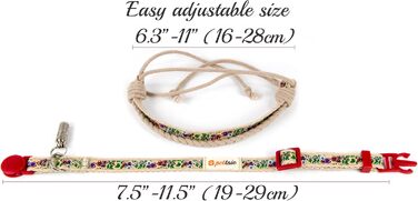 Нашийник для кота Pettsie з безпечною застібкою та браслетом дружби, міцна бавовна, D-подібне кільце для аксесуарів, регульований розмір 19-29 см, червоний