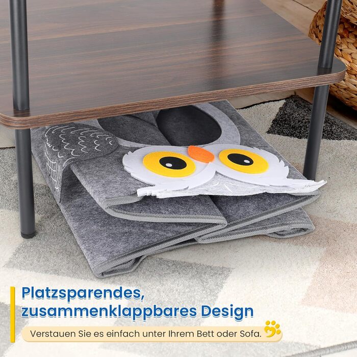 Двоповерховий будиночок для котів Dripex з фетру з подушкою, 30 x 35 x 35 см (Сова)