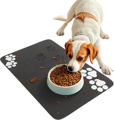 Килимок під миски для котів та собак SUKUTU, чорний, 40x60 см, неслизький, швидковисихаючий