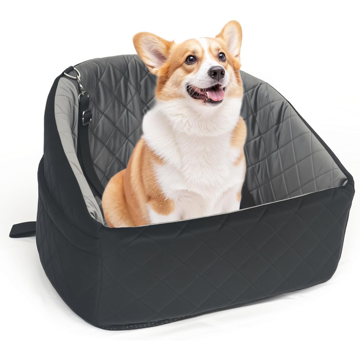 Автомобільний лежак для собак та котів, з кишенями для зберігання, з ременями безпеки, чорний та сірий