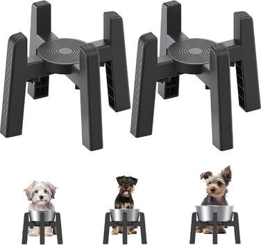 Підставки для мисок для собак JunsPow (2 шт.) - регульована ширина, для середніх та великих собак, стабільні та неслизькі [тільки підставка]