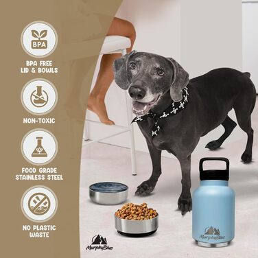 Пляшка для води для собак MurphyBlue 907 г, портативна, з карабіном, дорожня миска для води