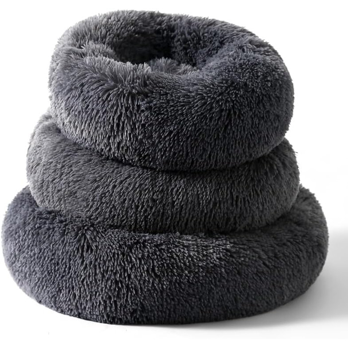 Кругле плюшеве ліжко-пончик для собак та котів, маленьке, антиковзне, тепле та затишне, для тварин до 5 кг (40 см)