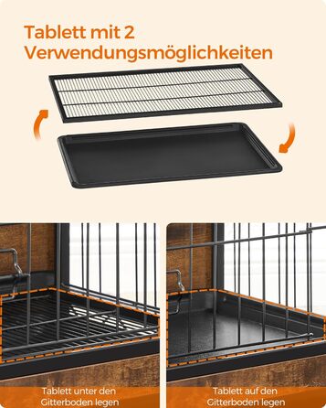 Клітка для собак Feandrea з журнальним столиком, вінтажний коричневий, 112 x 75 x 82 см, до 36 кг