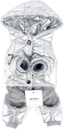 Водонепроникний зимовий костюм для собак Zunea, теплий флісовий пуловер з капюшоном, підходить для маленьких собак, сріблястий L