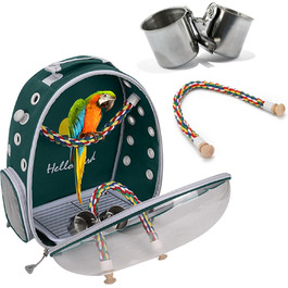 Рюкзак для птахів PETCUTE з дерев'яною жердкою: переноска, транспортна сумка для папуг, зелений