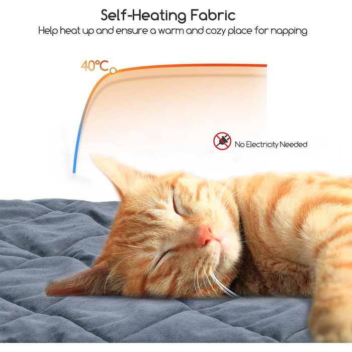 Самогріюча ковдра для котів та собак Nobleza, L 70x48 см, тепла, миюча, антиковзаюча