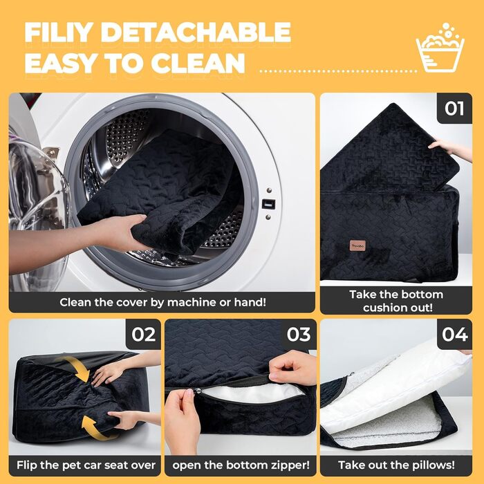 Автокрісло для собак великих та середніх порід до 27,2 кг – З піднятою передньою частиною 35,6 см, подушка з memory foam, знімний чохол (Чорний)