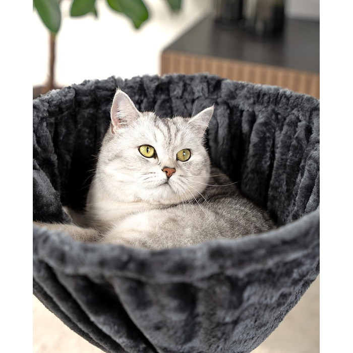 Ліжечко для кота з м'якого плюшу на котячий будиночок/крізь-бам, Ø 40 см, глибина 25 см, з металевим каркасом, підійде для малих та великих котів, (25 см глибина, темно-сірий)