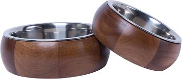 Миска для собак Dehner Lieblinge, 18.7 см, дерево/нержавіюча сталь, коричнева