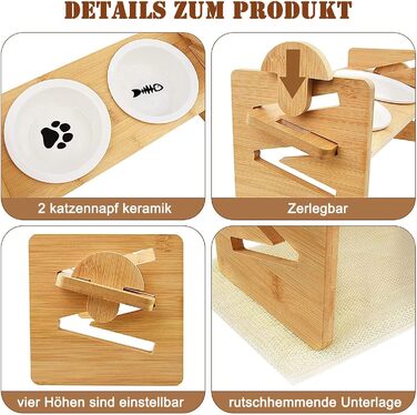 Миска для котів, піднята керамічна миска для котів та маленьких собак, набір мисок для котів та собак, миски для котів (включно зі стійкою)
