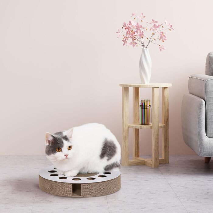 Екологічна кігтеточка з дзвоником: 2-в-1 для котів - 24x45x5 см (Circle)