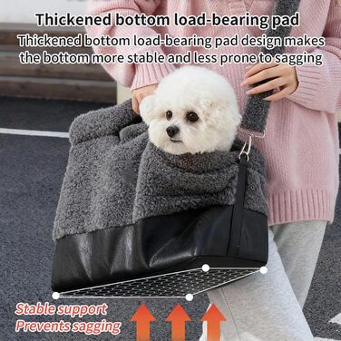 Транспортувальна сумка для собак - м'яка переноска для маленьких собак, легка та портативна, схвалена авіакомпаніями, з сіткою для вентиляції та плечовим ременем (сіра)