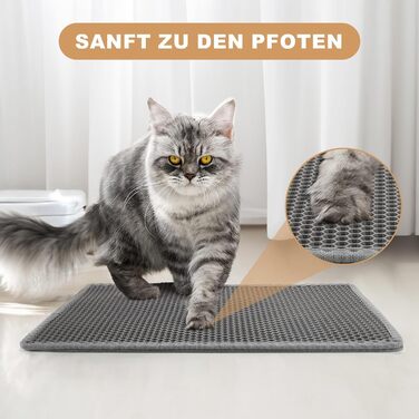 Килимок для котячого туалету Garoopion, EVA, двошаровий, 61x38 см, сірий, стільникова структура