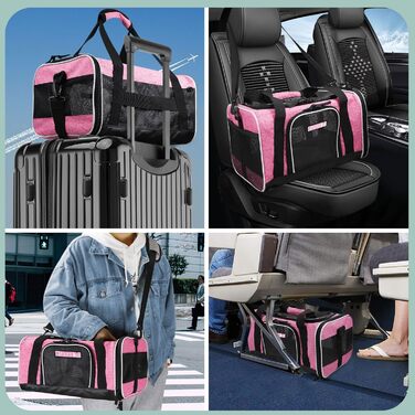 Переноска для тварин Petskd 43x33x24,9 см, авіаперевезення Southwest Airline, сумка для котів і собак, з безпечним замком та блискавкою, рожева