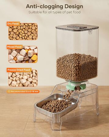 Автоматичний годувальник для собак та котів з підставкою, 7 л, таймер на 6 порцій, для сухого корму, білий (Opulenter Garten Basic)