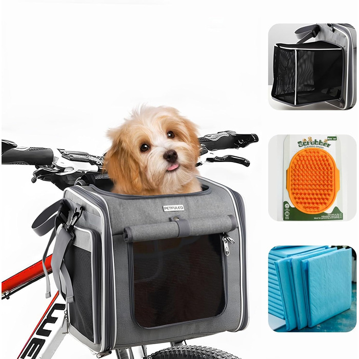 Корзина для собак на велосипед, розширювана, складана, з 4 дверцятами та сітковими вікнами, сумка-рюкзак для тварин, для котів та собак середніх та малих порід