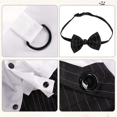 Смугастий костюм для собак ASENKU: смокінг з метеликом, формальний набір для свят, дня народження, чорний, XL-XXL