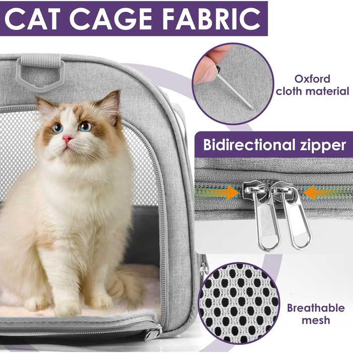Транспортувальна сумка для тварин Foppla: Оксфордська тканина, дихаюча, складна, з мискою, для котів та собак, для подорожей