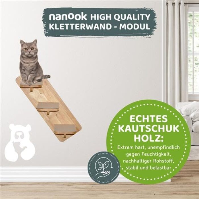 Nanook Котячий драбинний кріслаб для лазіння, 3 рівні, настінний когтеточка, 60x20 см, для котів