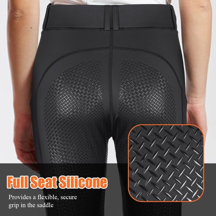 Легінси для верхової їзди жіночі HOTUT з силіконовим покриттям, висока талія, кишеня для телефону та петлі для ременя