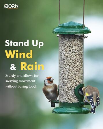 iBorn годівниця для птахів на підвіску, зелена, 2 шт. - металева, стійка до іржі, 20 см