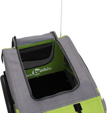 Причіп для собак vidaXL, причіп-перевозник для собак з відбивачами та прапором, вантажопідйомність 45 кг, матеріал: Оксфорд, колір: зелений, розмір: 125 x 63 x 66 см