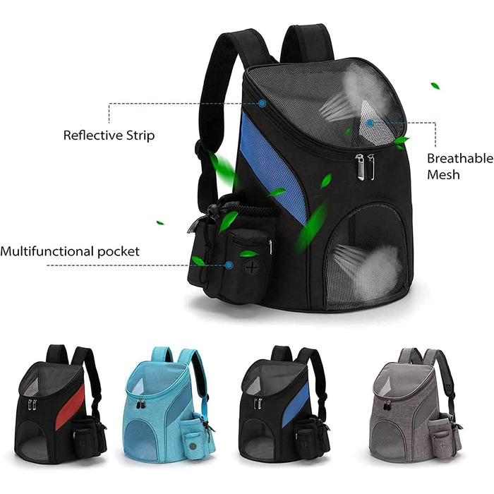 Рюкзак для кота та собаки IFIKK: зручний, дихаючий, з безпечним ремінцем. Чорний, червоний