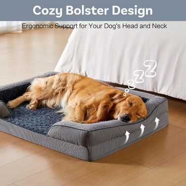Ортопедичне ліжко для собак великих порід, Memory Foam, 89 x 64 x 17 см, для Лабрадора, Бордер Коллі, Австралійської вівчарки
