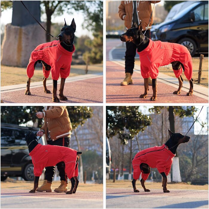 Вітростійка куртка для собак, фліс, зимовий теплий одяг, червона, розмір M