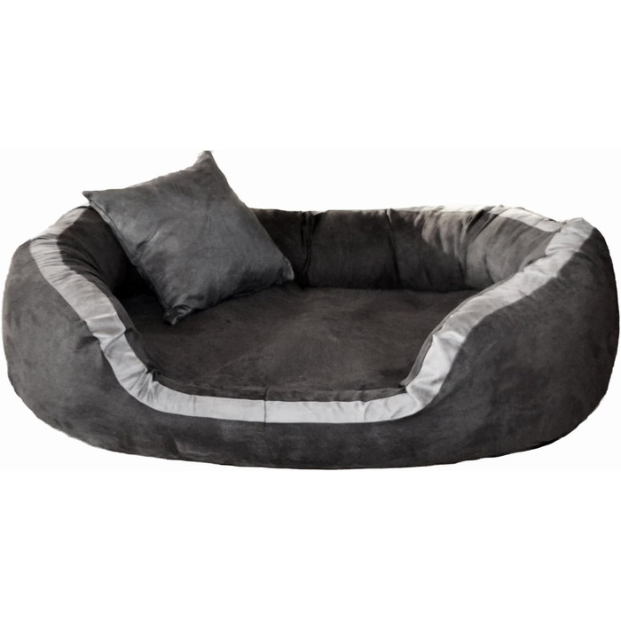 Ортопедичне ліжко для собак Tierlando® Pepper, ліжко-софа для собак, віскоеластична піна, XL, велюр, сірий, 110 см, MEGA DICK & WEICH