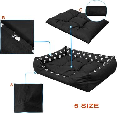 М'яке ліжко для собак та котів, 84x65 см, чорне. Зручне, з піднятими бортиками, легко миється.