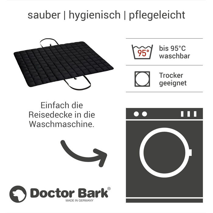 Сумка для подорожей з собакою Doctor Bark: практична ковдра, підходить для алергіків, 95°C, чорний, XL