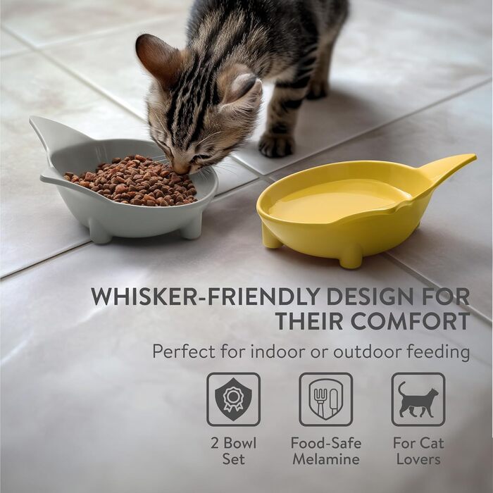 Набір мисок для котів Navaris (3 шт.) - антиковзаючі, 210 мл, для води та корму, миються в посудомийній машині