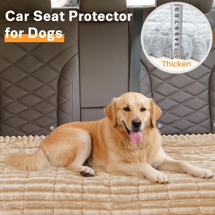 Автомобільний чохол на сидіння для собак, ліжко для собак в авто, сумісний з подовжувачами сидінь, захист сидіння, неслизький, м'який, довговічний, для автомобілів, вантажівок та позашляховиків (Чорний та Білий, 59,9 x 129,5 см, світло-коричневий 63 x 137