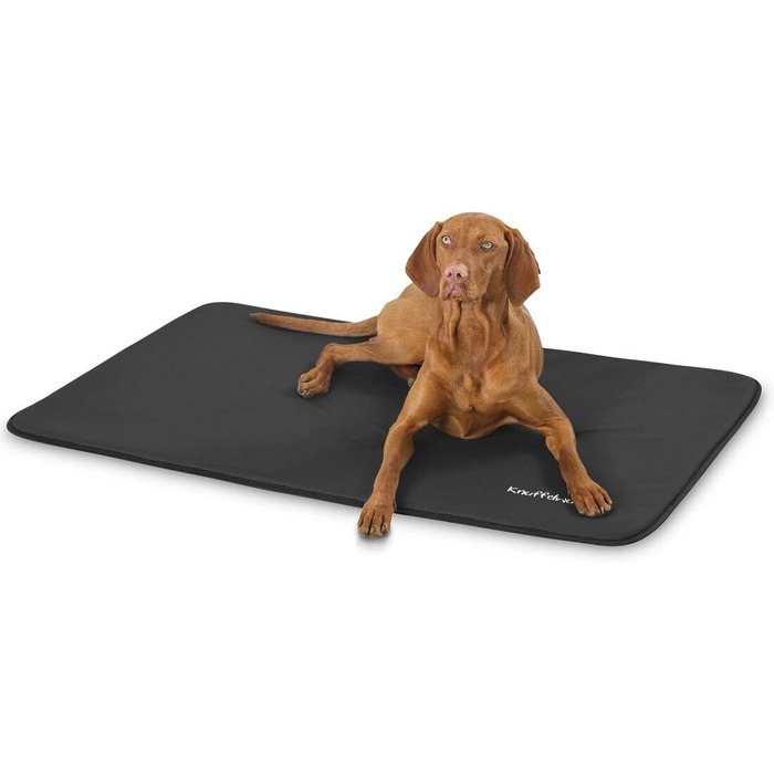 Килимок для собак Knuffelwuff Cheyenne з штучної шкіри, 95 x 60 см, чорний - для великих, середніх та маленьких собак. Підходить для дому, авто, кемпінгу.