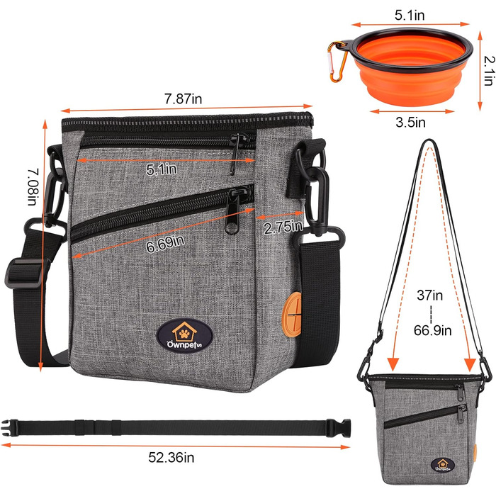 Сумка для ласощів Ownpets для собак, сумка для дресирування, зручна та функціональна, сіра