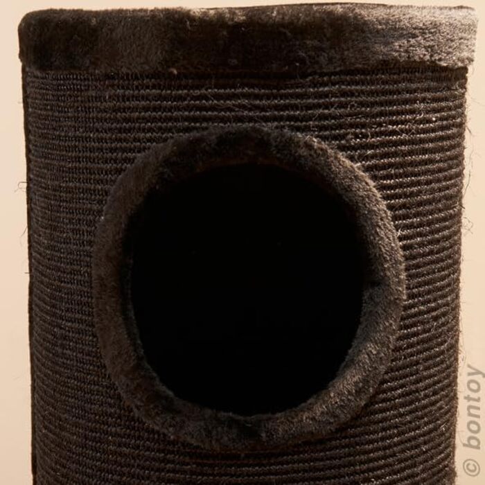 Кігтеточка Бонтой Бадді чорна, 37x100 см, з м'яким лежанкою, 3 хованки