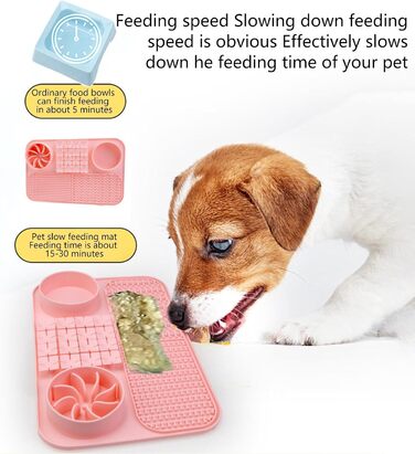 Повільний годівник для собак, лижуча килимок-пазл, годівниця для собак з присосками, килимок для лизання котів, рожевий колір A