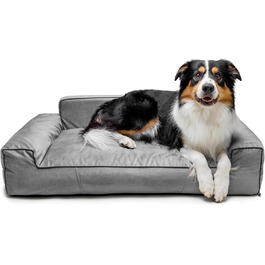 Крісло-ліжко для собак великих, середніх та маленьких порід - Glamour New, сірий колір, розмір L (98 x 66 см), знімний та пральний чохол