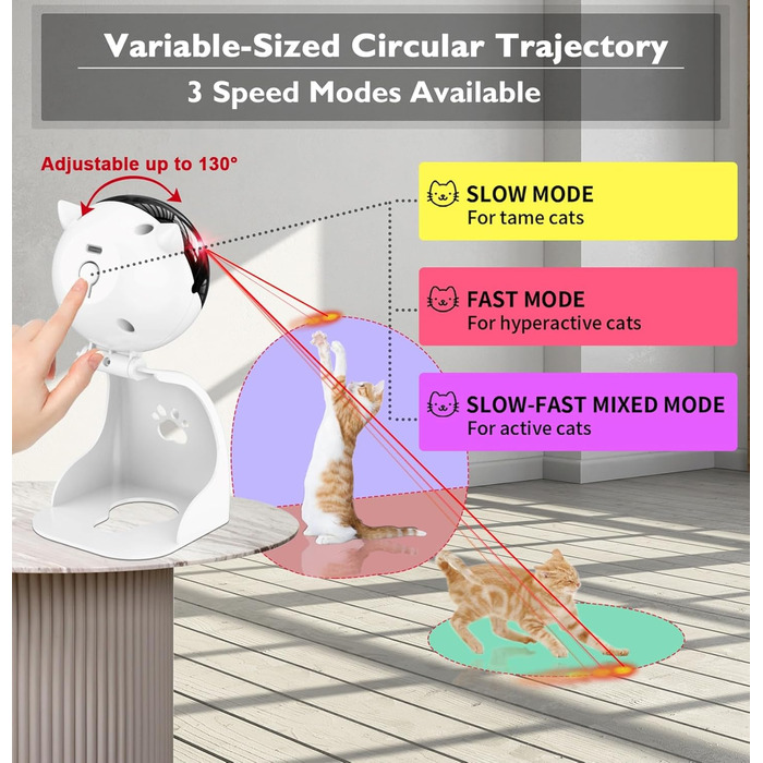 Інтерактивна лазерна іграшка для котів Petiepaw, автоматична, USB, 3 режими швидкості