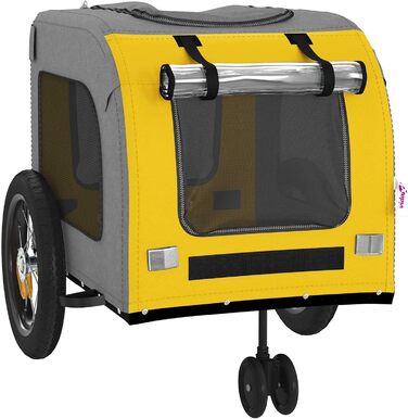 Причіп для собак vidaXL, жовтий, 125 x 53 x 54 см, до 45 кг, з прапором та відбивачами